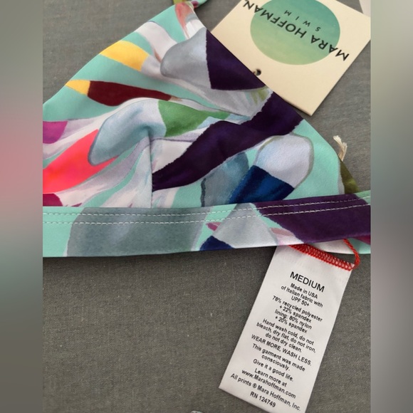 NWT Mara Hoffman Colorful Abstract Bikini with triangle top - Picture 2 of 3